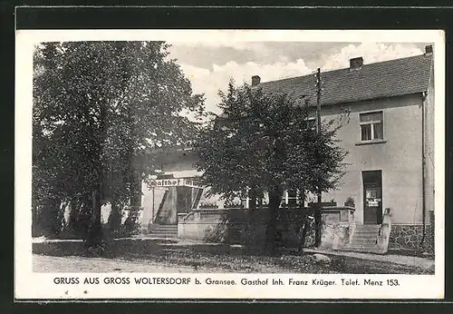 AK Grosswoltersdorf, Gasthof von Franz Krüger