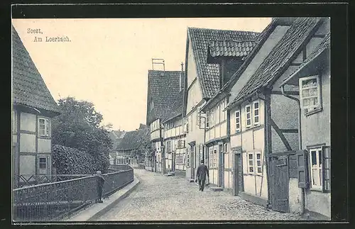 AK Soest, Strasse am Loerbach, Fachwerkhäuser