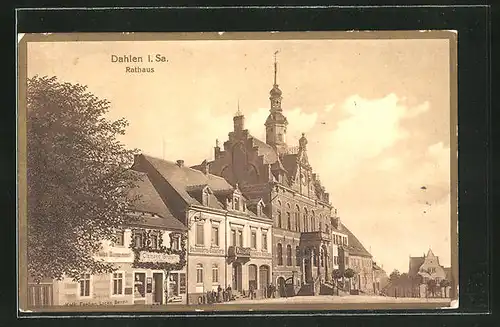 AK Dahlen i. Sa., Rathaus am Marktplatz