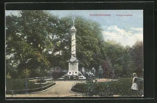 AK Sondershausen /th., Kriegerdenkmal im Park