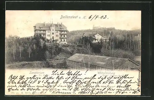 AK Ballenstedt / H., Sanatorium Wilhelmsburg