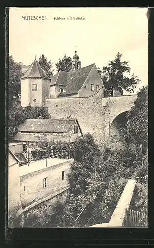 AK Mutzschen, Schloss mit Brücke
