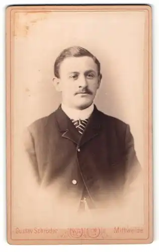 Fotografie Gustav Schröder, Mittweida, Portrait junger Herr im Anzug mit Krawattentuch