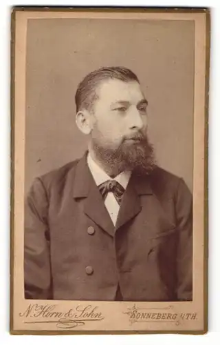 Fotografie N. Hon & Sohn, Sonneberg I / Th., Herr in Anzug mit Vollbart