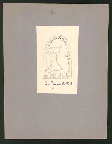 Exlibris Michael Schmidt-Degenhard, Figur mit Umhang