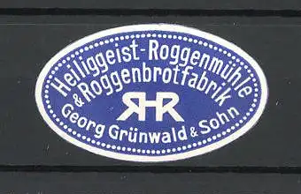 Reklamemarke Roggenbrotfabrik Georg Grünwald & Sohn