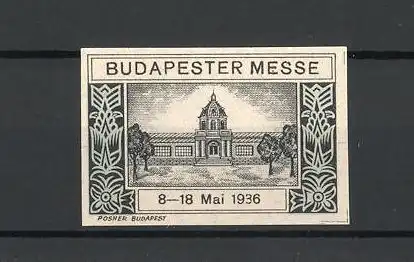 Reklamemarke Budapest, Messe 1936, Gebäudansicht