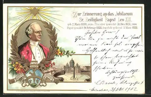 Lithographie Rom, Petersdom, Jubiläum Papst Leo XIII.