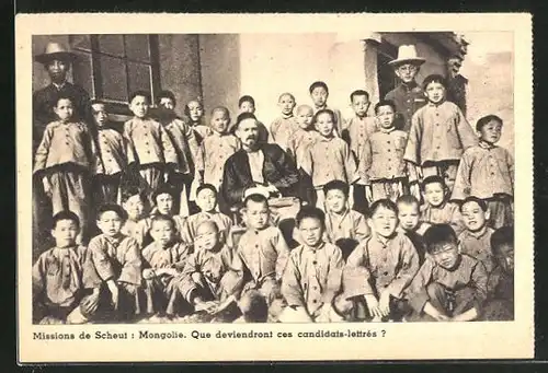 AK Mongolei, Missions de Scheut, Missionare mit Schülern