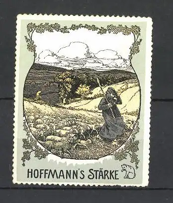 Reklamemarke Hoffmann's Stärke, Hirte mit Schafherde