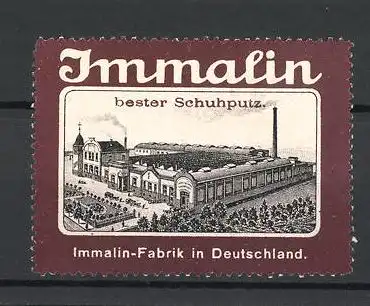 Reklamemarke "Immalin" bester Schuhputz, Immalin-Fabrik