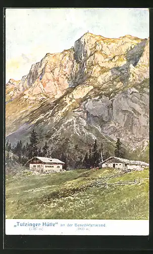 Künstler-AK Edward Theodore Compton: Berghütte "Tutzinger Hütte" an der Benediktenwand