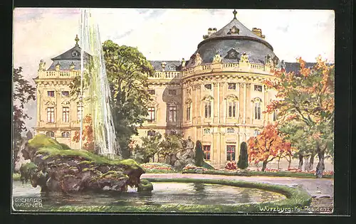 Künstler-AK Richard Wagner: Würzburg, Blick auf die Königliche Residenz