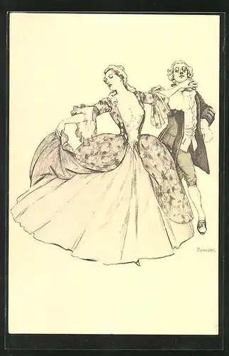 Künstler-AK Ferdinand von Reznicek: Simplicissiumus Nr.8: Paar in festlicher Kleidung beim Tanz