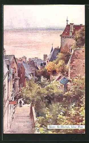 Künstler-AK Ernest Lessieux: Mont St-Michel, Une Rue