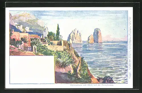 Künstler-AK Philipp + Kramer Nr. XXIII /10: Capri, Bauernhaus mit Blick auf Faraglioni