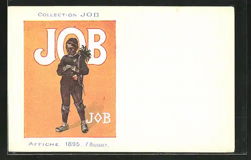 AK Collection JOB, Affiche 1895, Schornsteinfeger dreht sich eine Zigarette, Jugendstil