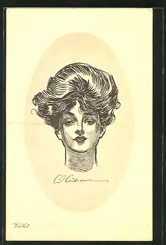 Künstler-AK Charles Dana Gibson: Portrait Frau mit vollem Haar