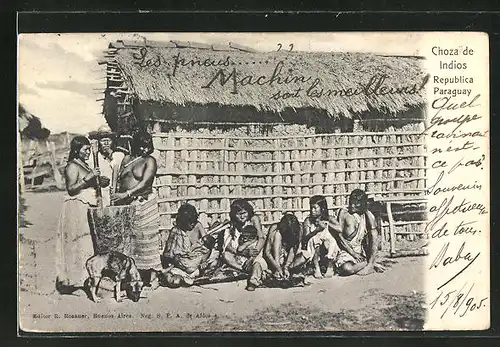 AK Paraguay, Indios in ihrem Dorf