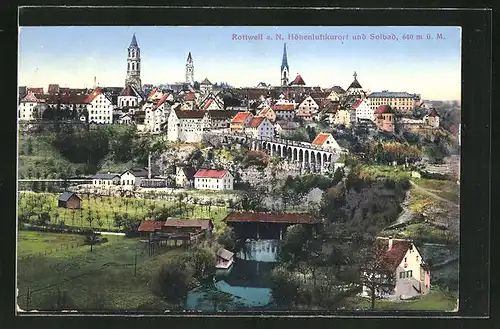 AK Rottweil a. N., Ortsansicht mit Kirche