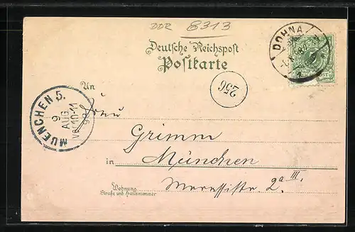 Lithographie Dohna, Totalansicht von Robsch, Niedere Stadt, Hochflut 1897, Ratskeller