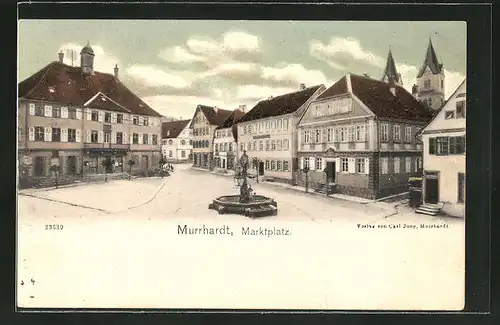 AK Murrhardt, Marktplatz mit Brunnen