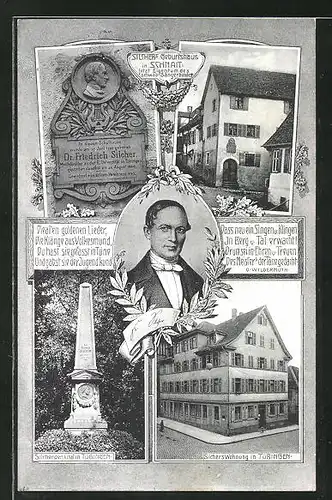 AK Schnait, Silchers Geburtshaus, Silcherdenkmal und Wohnung in Tübingen