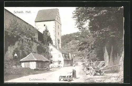 AK Schwäb. Hall, Strassenpartie am Crailsheimer Tor