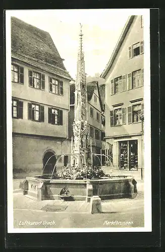 AK Urach, Ansicht vom Marktbrunnen