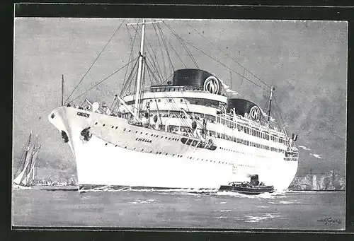 Künstler-AK Passagierschiff "Chella", Compagnie de Navigation Paquet-Marseille