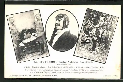AK Adolphe Pégoud, Illustre Aviateur Dauphinois, Flugzeug