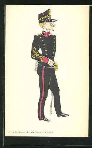 AK Karikatur eines italienischen Offiziers