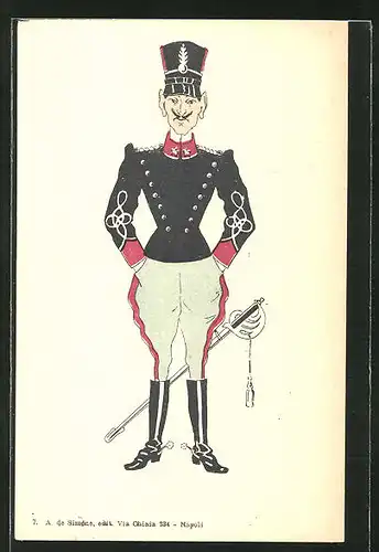 AK Karikatur eines italienischen Offiziers in Uniform