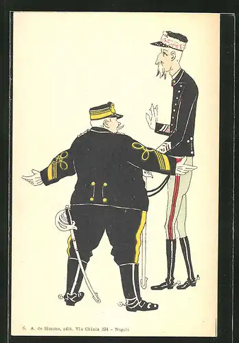 AK Karikatur italienischer Offiziere in Uniform