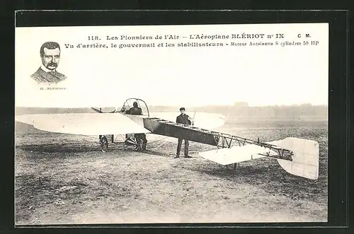 AK Flugzeug-Pionier M. Blériot und sein Aeroplane Blériot No. IX