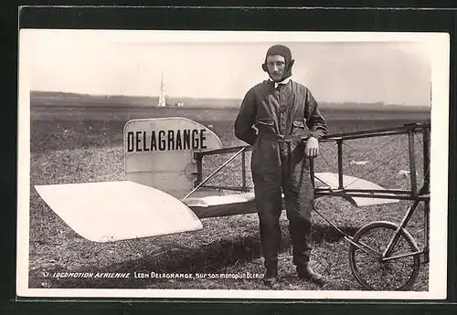 AK Flugzeug-Pioniere und ihre Maschinen, Leon Delagrange sur son Monoplan Blériot