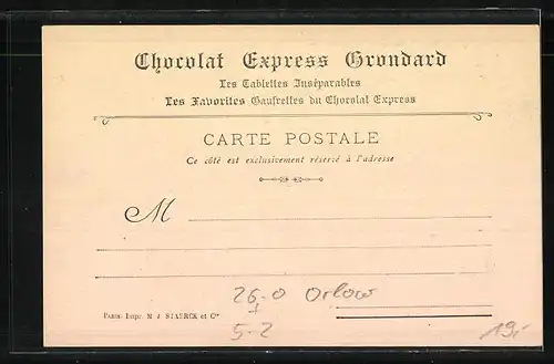 Künstler-AK sign. Orlow: Le Grand Palais des Beaux-Arts, Chocolat Express Grondard