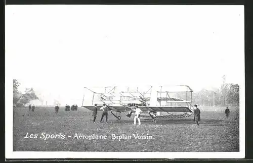 AK Aéroplane-Biplan Voisin, Frühes Flugzeug