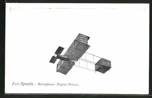 AK Les Sports Aéroplane-Biplan Voisin, Frühes Flugzeug