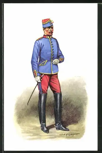 Künstler-AK Cent Gardes, En veste de manoeuvre 1860