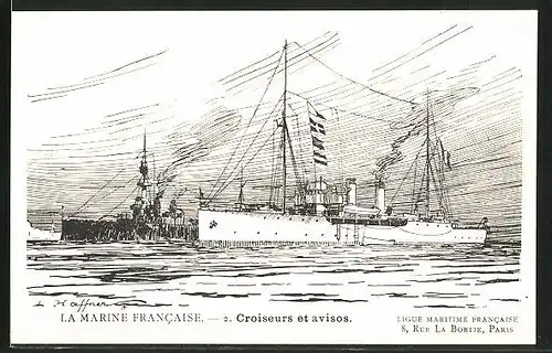 Künstler-AK La Marine Francaise, Croiseurs et avisos