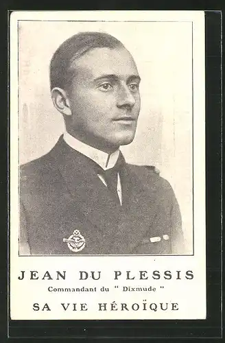 AK Zeppelin-Pilot Jean du Plessis des Schiffes "Dixmunde" im Portrait
