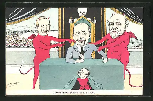 Künstler-AK sign. T. Bianco: Kaiser Wilhelm II., König Edward VII. von England, Marokkokrise