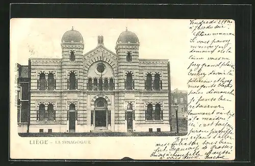 AK Liege, La Synagogue, Totalansicht der Synagoge