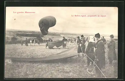 AK Le Ballon-signal, préparatifs de départ, französischer Ballon