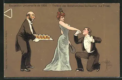 Künstler-AK Albert Guillaume: Paris, Exposition universelle de 1900, Theatre des Bonhommes Guillaume (La Frise)
