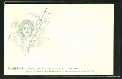Lithographie "Floreine", Creme de Beaute, Pharmacie de la Crox de Geneve