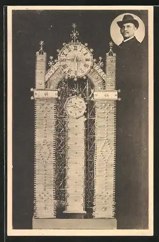 AK Kunstuhr aus Strohhalmen von Eisenbahner Aug. Lehrke