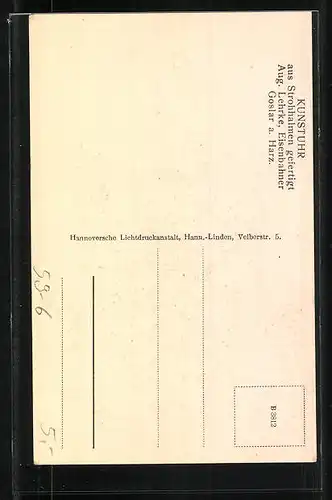 AK Kunstuhr aus Strohhalmen von Eisenbahner Aug. Lehrke