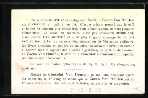 AK Reklame für Cacao & Chocolat Van Houten, Zirkus-Affen mit Zirkusdirektor